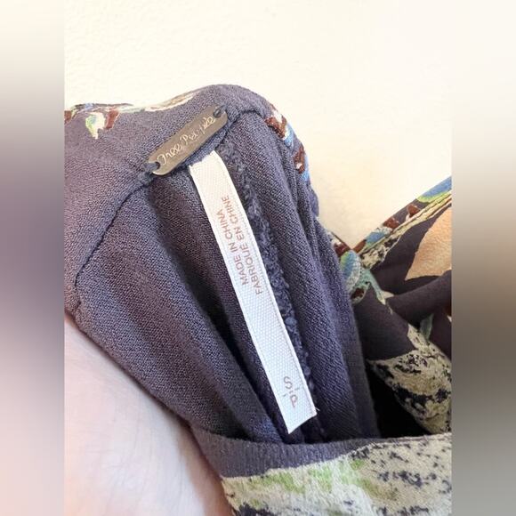 Free People Island Time Blue Floral Wide Leg Jumpsuit One Shoulder cropped boho - Picture 11 of 12